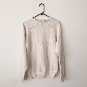 Vintage 80's/90's Cream Checkered Lined Sweater